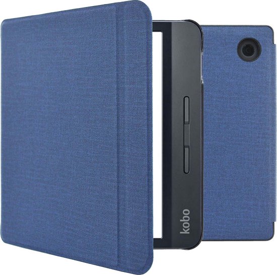 imoshion E-reader Hoesje - Geschikt voor Kobo Libra H2O - Canvas Sleepcover Bookcase met stand - Donkerblauw van iMoshion