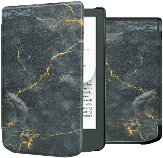 imoshion E-reader Hoesje - Geschikt voor Pocketbook Verse, Pocketbook Verse Lite, Pocketbook Verse Pro, Vivlio Light, Vivlio Light HD - Design Sleepcover Bookcase - Black Marble van iMoshion