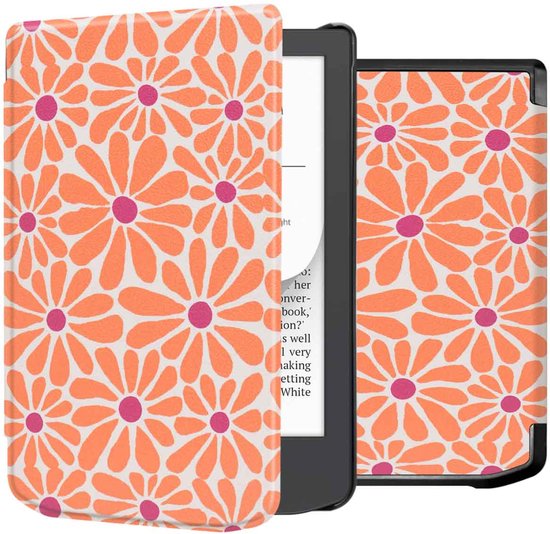 imoshion E-reader Hoesje - Geschikt voor Pocketbook Verse, Pocketbook Verse Lite, Pocketbook Verse Pro, Vivlio Light, Vivlio Light HD - Design Sleepcover Bookcase - Orange Flowers Connect van iMoshion