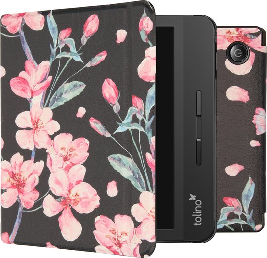 imoshion E-reader Hoesje - Geschikt voor Tolino Vision 5 - Design Slim Hard Case Sleepcover Bookcase met stand - Blossom Watercolor Black van Merkloos