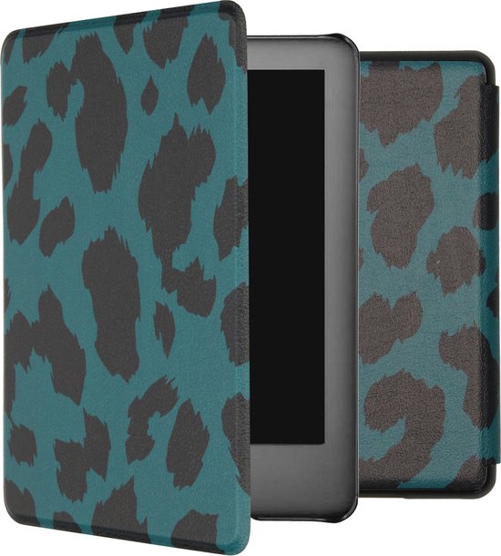 iMoshion Ereader Cover / Hoesje Geschikt voor Amazon Kindle 10 - iMoshion Design Slim Hard Case Bookcase - Groen / Green Leopard van iMoshion