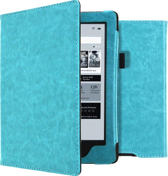 iMoshion Ereader Cover / Hoesje Geschikt voor Kobo Aura H2O - iMoshion Vegan Leather Bookcase - Lichtblauw van iMoshion