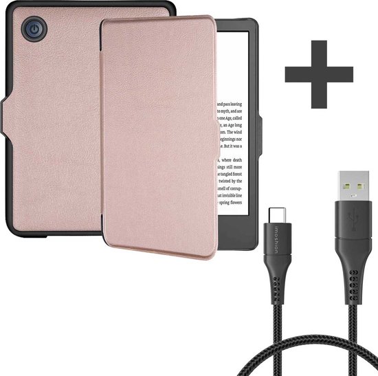 imoshion Ereader Cover / Hoesje Geschikt voor Kobo Clara 2E - imoshion E-reader Hoesje & USB C naar USB C Kabel 1 meter - Rosé goud van iMoshion