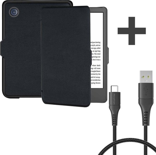 imoshion Ereader Cover / Hoesje Geschikt voor Kobo Clara 2E - imoshion E-reader Hoesje & USB C naar USB C Kabel 1 meter - Zwart van iMoshion