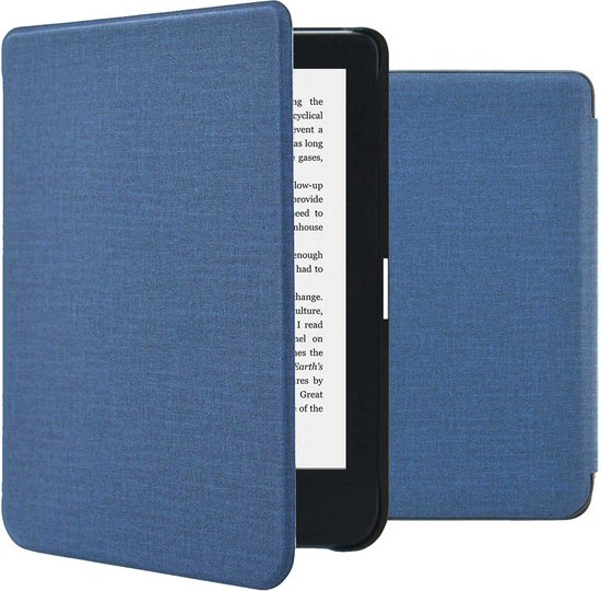 iMoshion Ereader Cover / Hoesje Geschikt voor Kobo Clara 2E / Tolino Shine 4 - iMoshion Canvas Sleepcover Bookcase zonder stand - Donkerblauw van iMoshion