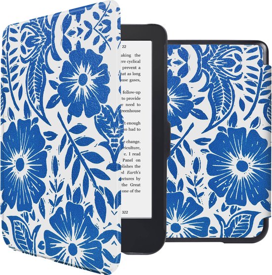 iMoshion Ereader Cover / Hoesje Geschikt voor Kobo Clara 2E / Tolino Shine 4 - iMoshion Design Sleepcover Bookcase zonder stand - Flower Tile van iMoshion