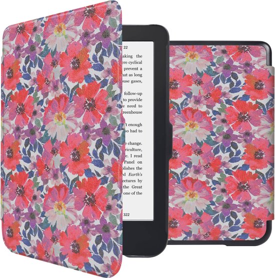 iMoshion Ereader Cover / Hoesje Geschikt voor Kobo Clara 2E / Tolino Shine 4 - iMoshion Design Sleepcover Bookcase zonder stand - Flower Watercolor van iMoshion
