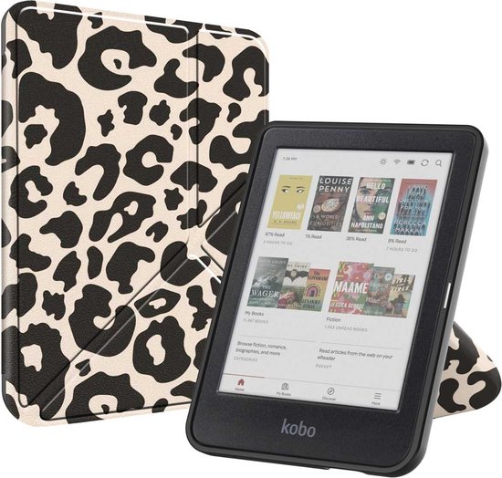 iMoshion Ereader Cover / Hoesje Geschikt voor Kobo Clara BW / Kobo Clara Colour - iMoshion Design Origami Bookcase - / Leopard van iMoshion