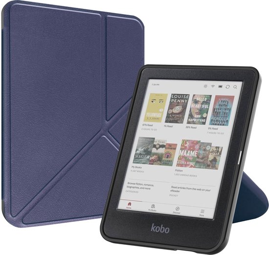 iMoshion Ereader Cover / Hoesje Geschikt voor Kobo Clara BW / Kobo Clara Colour - iMoshion Origami Bookcase e-reader - Donkerblauw van iMoshion