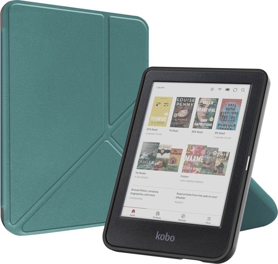 imoshion Ereader Cover / Hoesje Geschikt voor Kobo Clara BW / Kobo Clara Colour - imoshion Origami Bookcase e-reader - Donkergroen van iMoshion