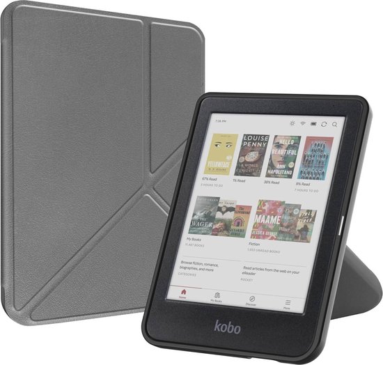 imoshion Ereader Cover / Hoesje Geschikt voor Kobo Clara BW / Kobo Clara Colour - imoshion Origami Bookcase e-reader - Grijs van iMoshion