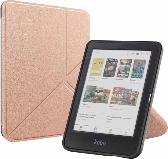 iMoshion Ereader Cover / Hoesje Geschikt voor Kobo Clara BW / Kobo Clara Colour - iMoshion Origami Bookcase e-reader - Rosé goud van iMoshion