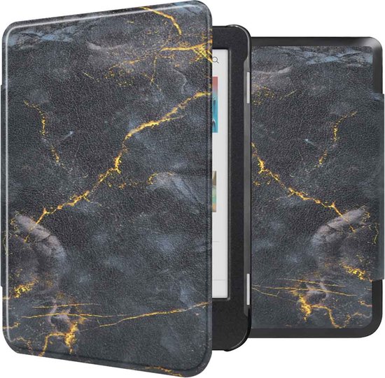 iMoshion Ereader Cover / Hoesje Geschikt voor Kobo Clara Colour / Kobo Clara BW - iMoshion Design Sleepcover Bookcase zonder stand - / Black Marble van iMoshion