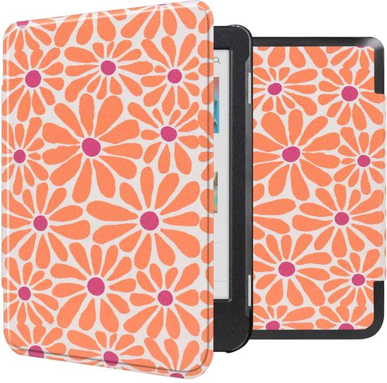 iMoshion Ereader Cover / Hoesje Geschikt voor Kobo Clara Colour / Kobo Clara BW - iMoshion Design Sleepcover Bookcase zonder stand - / Orange Flowers Connect van iMoshion