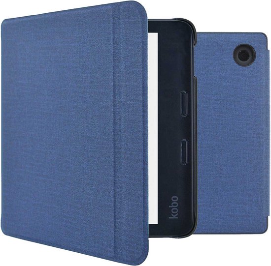 iMoshion Ereader Cover / Hoesje Geschikt voor Kobo Libra 2 / Tolino Vision 6 - iMoshion Canvas Sleepcover Bookcase met stand - Donkerblauw van iMoshion