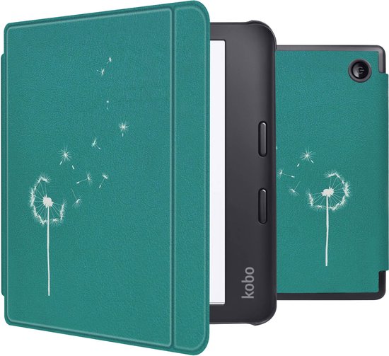 iMoshion Ereader Cover / Hoesje Geschikt voor Kobo Libra 2 / Tolino Vision 6 - iMoshion Design Slim Hard Case Sleepcover Bookcase met stand - Green Dandelion van iMoshion