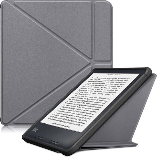 imoshion Ereader Cover / Hoesje Geschikt voor Kobo Libra 2 / Tolino Vision 6 - imoshion Origami Bookcase e-reader - Grijs van iMoshion