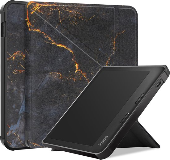 iMoshion Ereader Cover / Hoesje Geschikt voor Kobo Libra Colour - iMoshion Design Origami Bookcase - / Black Marble van iMoshion
