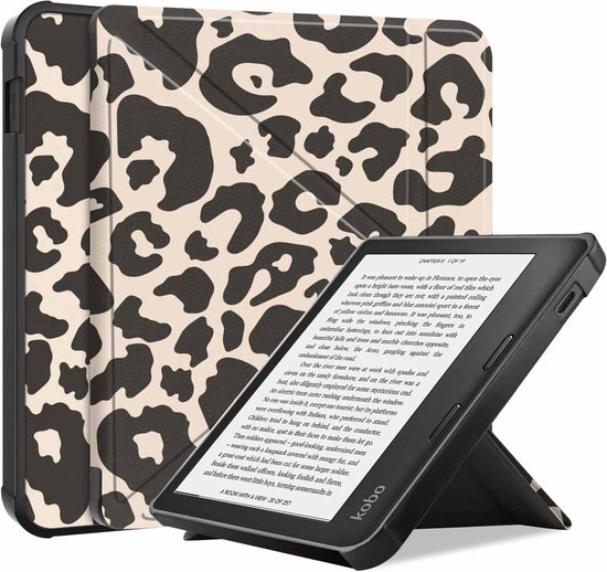 imoshion Ereader Cover / Hoesje Geschikt voor Kobo Libra Colour - imoshion Design Origami Bookcase - Leopard van iMoshion