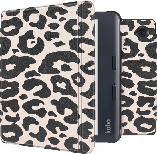 imoshion Ereader Cover / Hoesje Geschikt voor Kobo Libra Colour - imoshion Design Slim Hard Case Sleepcover Bookcase met stand - / Leopard van iMoshion