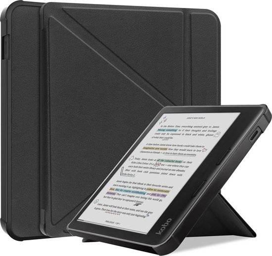 iMoshion Ereader Cover / Hoesje Geschikt voor Kobo Libra Colour - iMoshion Origami Bookcase e-reader - Zwart van iMoshion