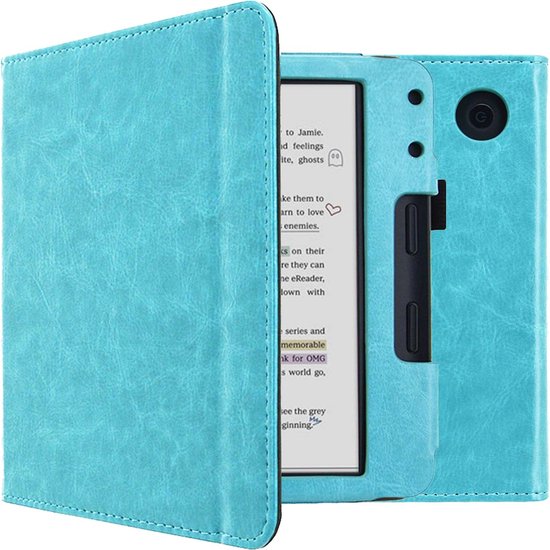 imoshion Ereader Cover / Hoesje Geschikt voor Kobo Libra Colour - imoshion Vegan Leather Bookcase - Lichtblauw van iMoshion