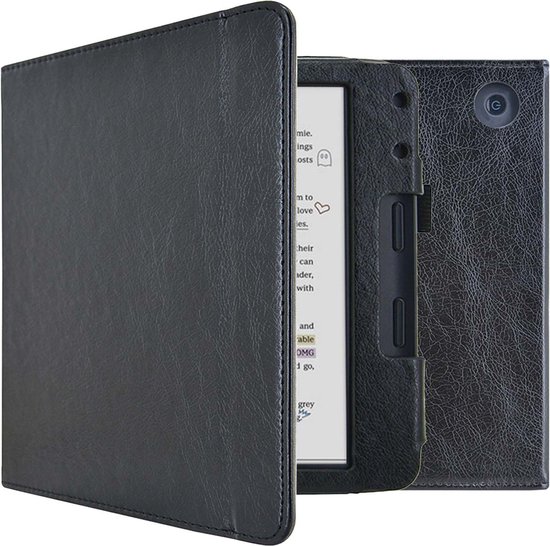 imoshion Ereader Cover / Hoesje Geschikt voor Kobo Libra Colour - imoshion Vegan Leather Bookcase - Zwart van iMoshion