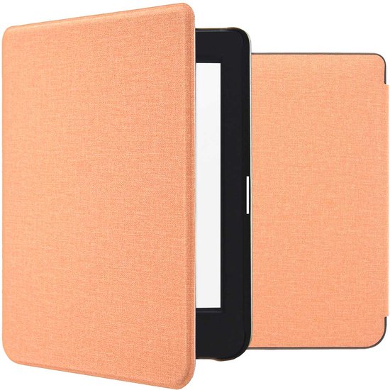 iMoshion Ereader Cover / Hoesje Geschikt voor Kobo Nia - iMoshion Canvas Sleepcover Bookcase zonder stand - Oranje / Peach van iMoshion