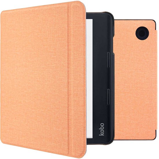 iMoshion Ereader Cover / Hoesje Geschikt voor Kobo Sage / Tolino Epos 3 - iMoshion Canvas Sleepcover Bookcase met stand - Oranje / Peach van iMoshion