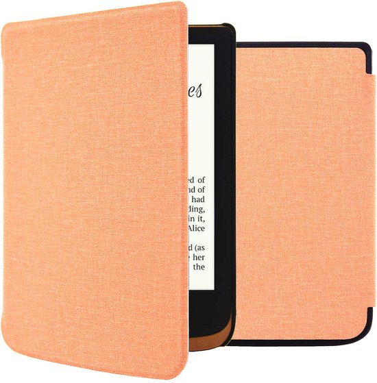 iMoshion Ereader Cover / Hoesje Geschikt voor Pocketbook Basic Lux 4 / Pocketbook HD 3 / Pocketbook Touch Lux 5 / Vivlio Lux 5 - iMoshion Canvas Sleepcover Bookcase zonder stand - Oranje / Peach van iMoshion