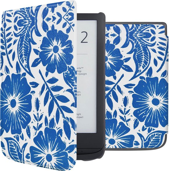 iMoshion Ereader Cover / Hoesje Geschikt voor Pocketbook Basic Lux 4 / Pocketbook HD 3 / Pocketbook Touch Lux 5 / Vivlio Lux 5 - iMoshion Design Sleepcover Bookcase zonder stand - / Flower Tile van iMoshion