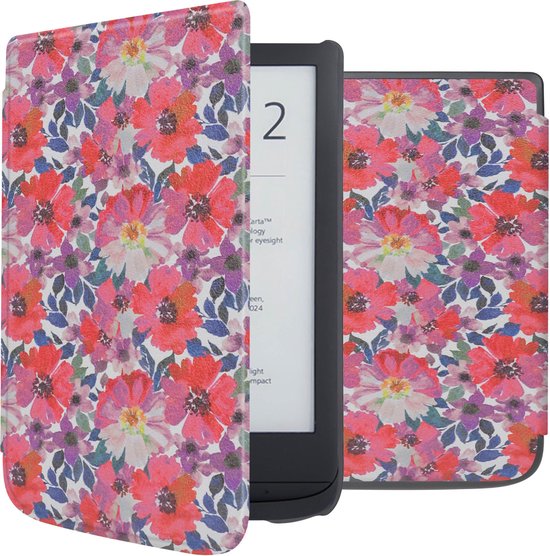 iMoshion Ereader Cover / Hoesje Geschikt voor Pocketbook Basic Lux 4 / Pocketbook HD 3 / Pocketbook Touch Lux 5 / Vivlio Lux 5 - iMoshion Design Sleepcover Bookcase zonder stand - / Flower Watercolor van iMoshion
