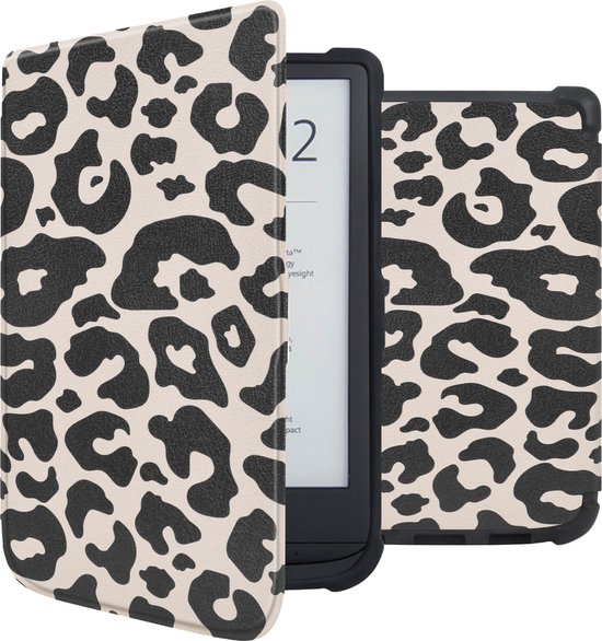 iMoshion Ereader Cover / Hoesje Geschikt voor Pocketbook Basic Lux 4 / Pocketbook HD 3 / Pocketbook Touch Lux 5 / Vivlio Lux 5 - iMoshion Design Slim Soft Case Sleepcover Bookcase zonder stand - Zwart / Leopard van iMoshion