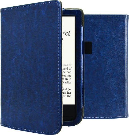 imoshion Ereader Cover / Hoesje Geschikt voor Pocketbook Basic Lux 4 / Pocketbook Touch Lux 5 / Pocketbook HD 3 / Vivlio Lux 5 - imoshion Vegan Leather Bookcase - Donkerblauw van iMoshion