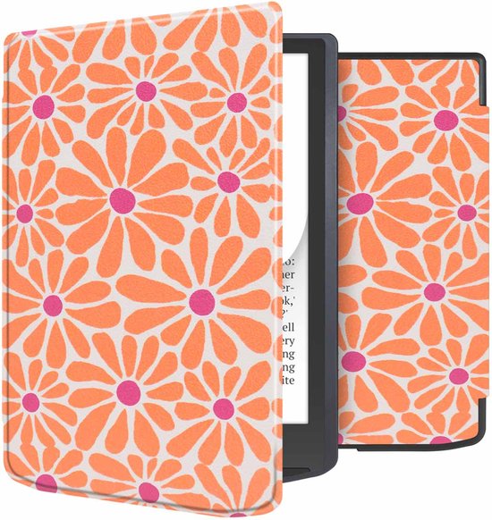 imoshion Ereader Cover / Hoesje Geschikt voor Pocketbook InkPad 4 / Pocketbook InkPad Color 3 - imoshion Design Slim Soft Case Sleepcover Bookcase zonder stand - / Orange Flowers Connect van iMoshion