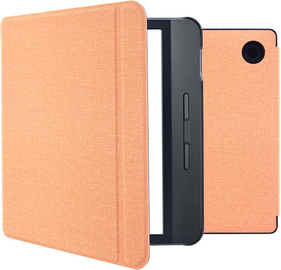 iMoshion Ereader Cover / Hoesje Geschikt voor Tolino Vision 5 - iMoshion Canvas Sleepcover Bookcase met stand - Oranje / Peach van iMoshion