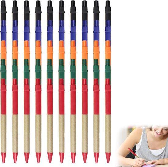 Inspirerende Balpennen Set van 50 Stuks, Inklapbare Zwarte Inkt Stylus Pennen voor Kantoor, Cadeaus en Creatieve Projecten