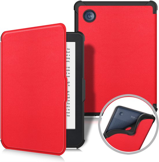 IYUPP Ereader Hoes geschikt voor Kobo Clara BW / Kobo Clara Colour - Folio - Met Auto-Wake functie - Rood