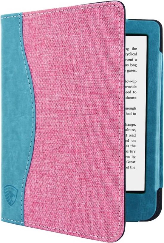 Jeans Sleepcover Geschikt voor Tolino Shine 4 Hoes Roze / Turquoise van Merkloos