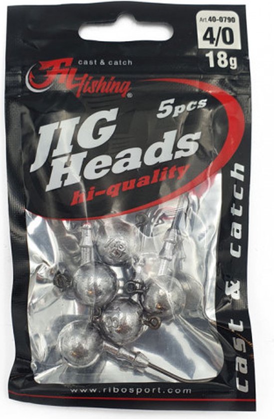 Jighead - 18g - Haakmaat 4/0 - 5 stuks - Loodkop voor Roofvissen - voor kunstaas Shads & Softbaits van Angel-Berger