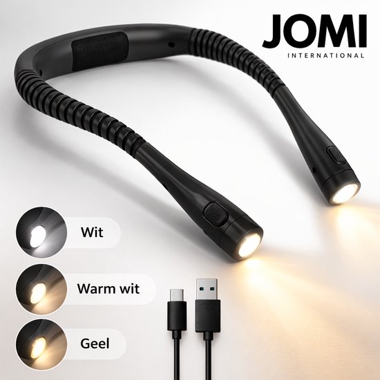 JOMI Oplaadbare Neklamp - LED Nekleeslamp met Flexibele Armen en 3 Lichtstanden - Handsfree Leeslamp voor Lezen en Hobby van Merkloos