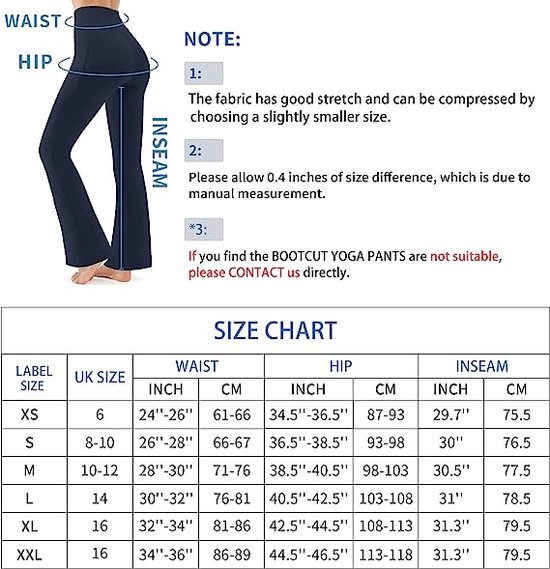 JOYSPELS bootcut yogabroek met zijzakken voor dames, bootleg yogabroek buikcontrole, hoog getailleerde yogabroek geschikt voor kantoor, sportschool, casual, joggen, yoga - maat L van JOYSPELS