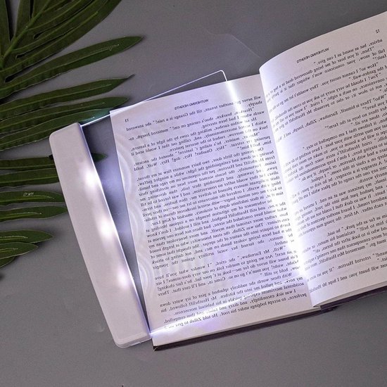 Juesi Flat Book Light for Reading in Bed Night Clear LED Book Full Page Light Illuminator Panel Plate Lamp Board Wireless (White)