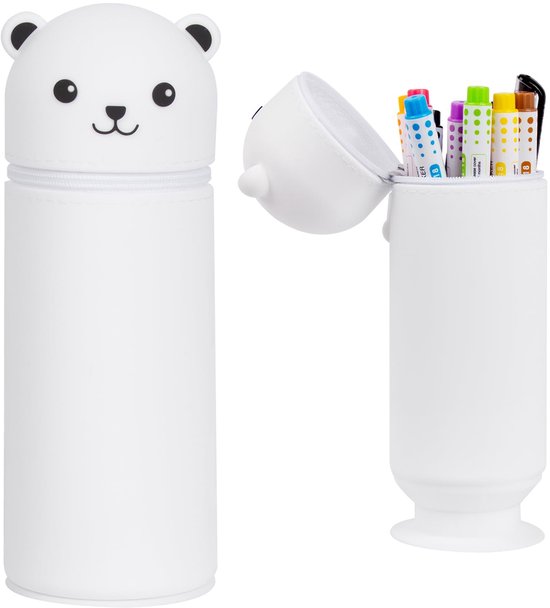 Kawaii 2-in-1 Silicone Pen Case voor School en Kantoor