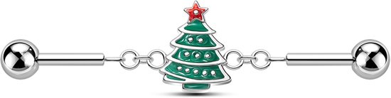 Kerst Industriële Barbell Industriële Ring Rvs Kraakbeen Oorbel 14G Industriële Piercing Sieraden Helix Oorbellen