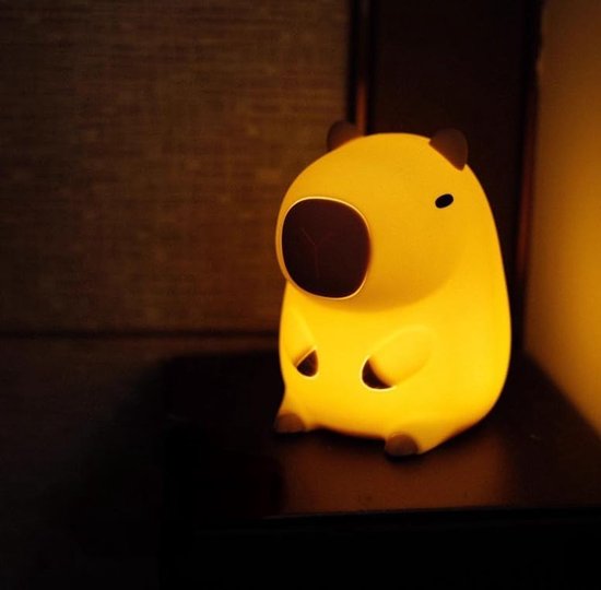 Kindernachtlampje, capybara kindernachtlampje, zacht siliconen nachtlampje, met touch-dimfunctie, geschikt voor slaapkamers en kinderkamers. van Merkloos