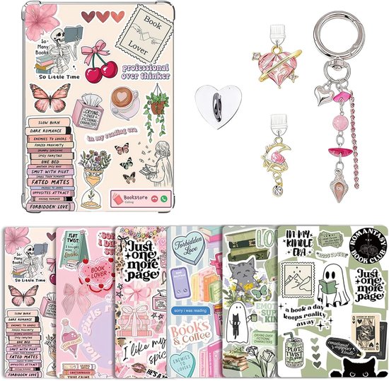 Kindle Paperwhite accessoires set - 6 decoratieve inserts - retro charme - personaliseer je e-reader - ShopVlot