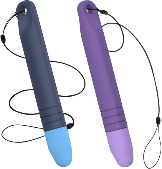 Kindvriendelijke styluspen - 2-pack - Met band - Geschikt voor touchscreens - Paarsblauwe styluspen - Universele capacitieve pen - Geschikt voor Fire Kids Tablet, Kindle, Samsung en smartphones van Merkloos