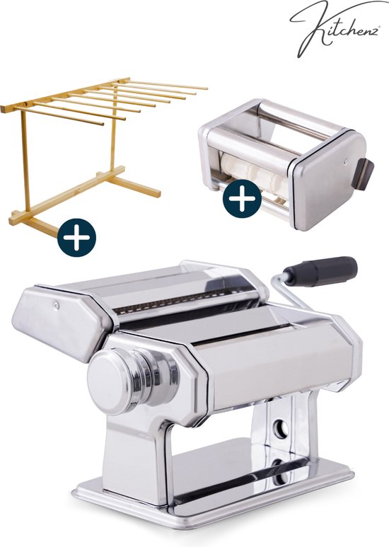 Kitchenz Pastamachine set incl. Ravioli Opzetstuk & Pasta Droogrek - Pastamaker - Pasta Droogrek van Kitchenz®