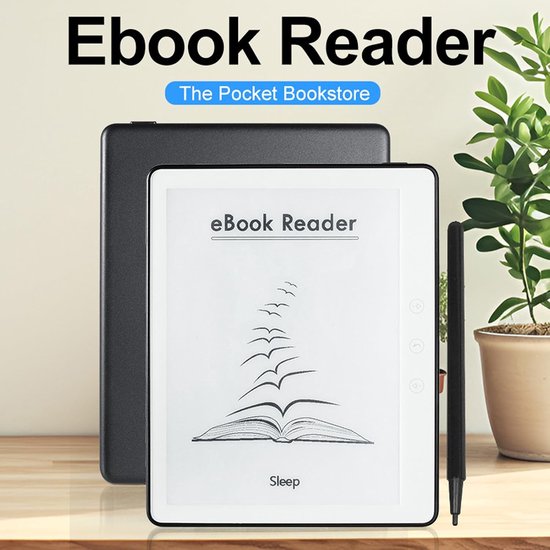 Kleuren e-reader met stylus, 5,76-inch HD LCD-scherm, 16 GB opslag, oogvriendelijk ontwerp, compatibel met Android 8.1, inclusief beschermhoes.